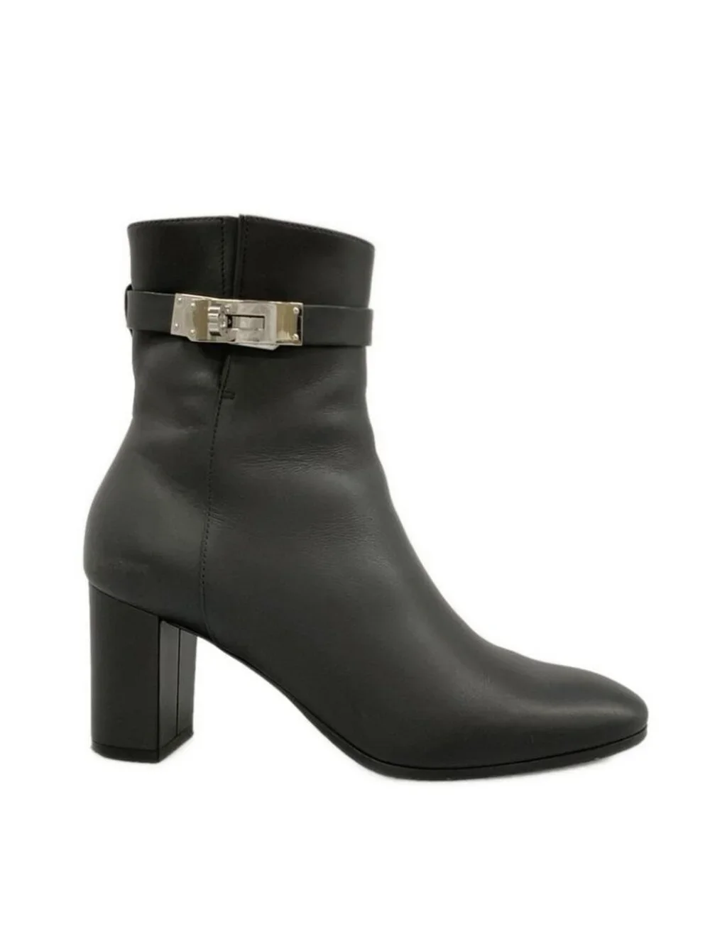 Hermes Short Boots 36.5 Saint Germain Black Silver Kelly Leather - Picture 4 of 14